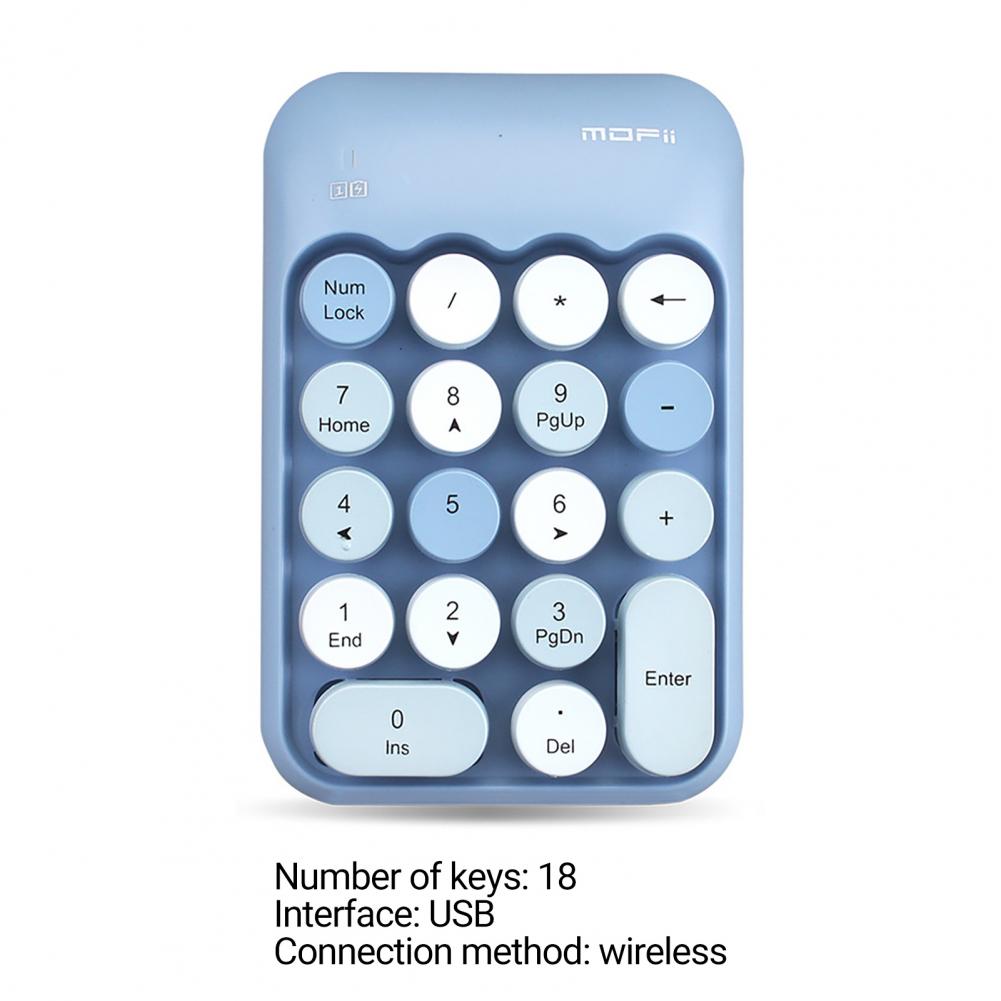 MOFII X910 Portable Mini Number Pad Colorful Typewriter 18 Keys 2.4G USB Wireless Numeric Keypad Computer Digital Keyboard PC