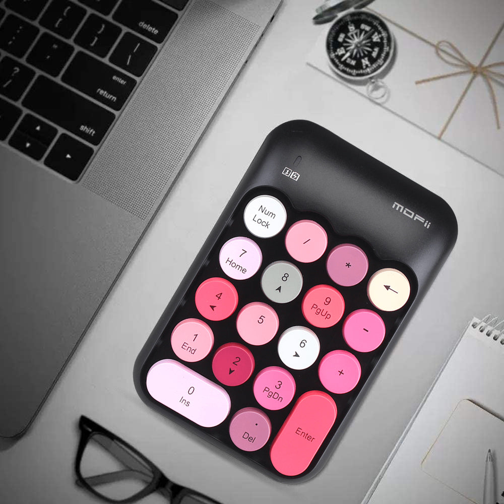 MOFII X910 Portable Mini Number Pad Colorful Typewriter 18 Keys 2.4G USB Wireless Numeric Keypad Computer Digital Keyboard PC