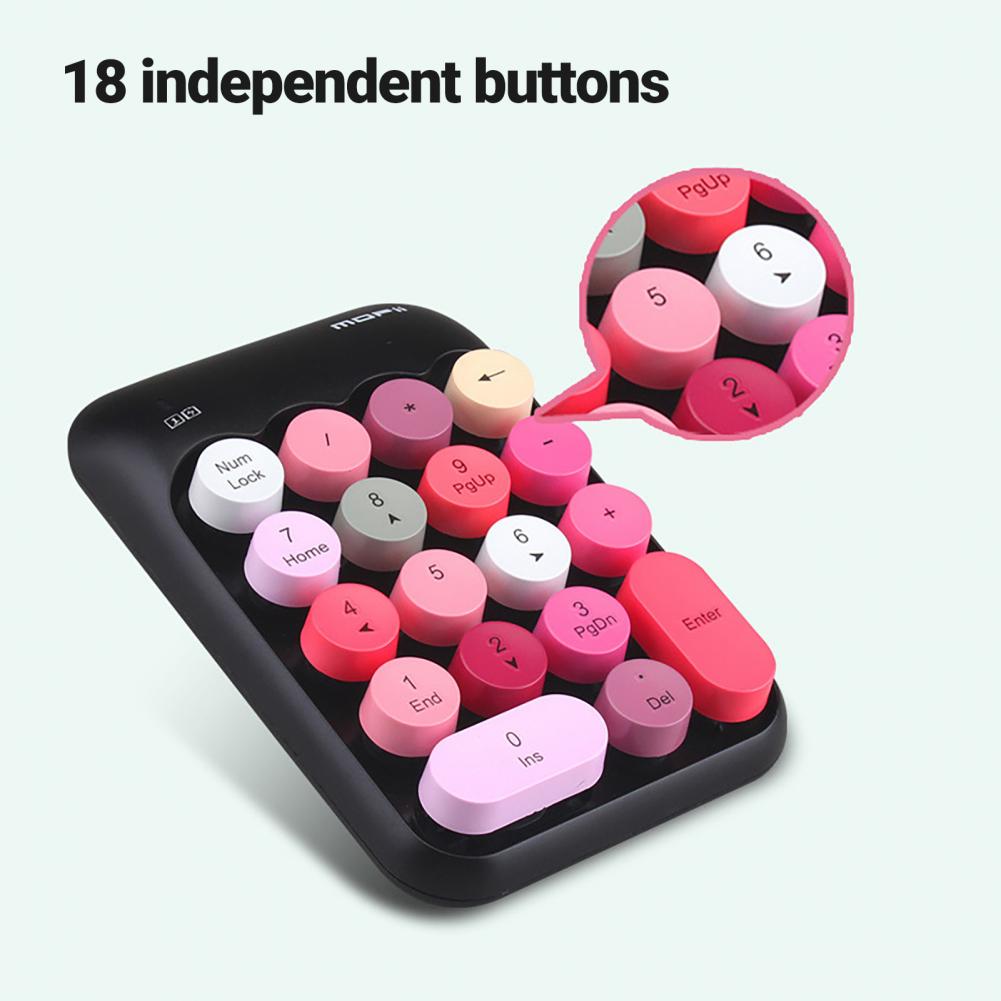 MOFII X910 Portable Mini Number Pad Colorful Typewriter 18 Keys 2.4G USB Wireless Numeric Keypad Computer Digital Keyboard PC