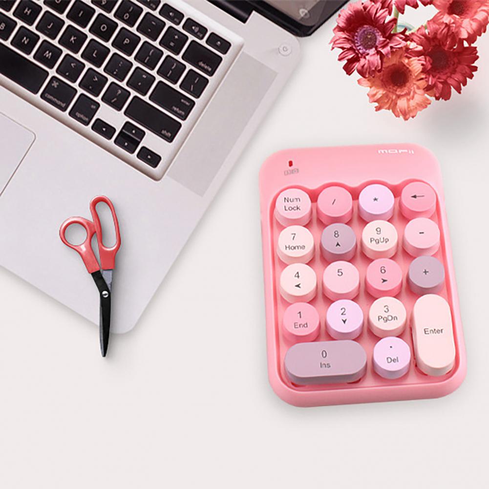 MOFII X910 Portable Mini Number Pad Colorful Typewriter 18 Keys 2.4G USB Wireless Numeric Keypad Computer Digital Keyboard PC