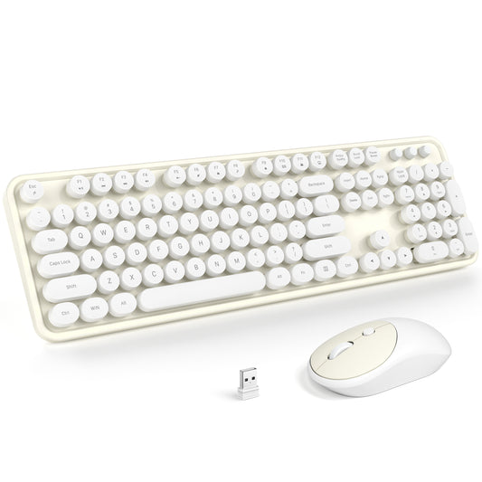 MOFII Wireless Keyboard and Mouse, Typewriter Full Size Keyboard with Number Pad and 2 in 1 USB Connected Mouse for Windows 7/8/10, Laptop, Desktop, PC, Computer