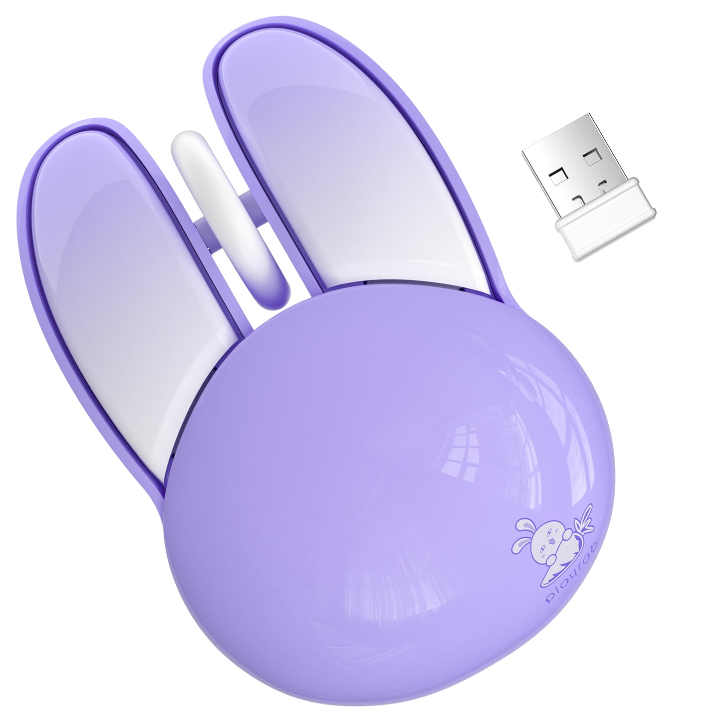 Wireless Mouse, Cute Bunny Shaped Computer Mouse 1200 DPI Less Noise Portable USB Mouse, Plug and Play Cordless Mouse for PC Laptop Computer Notebook Kids Gift