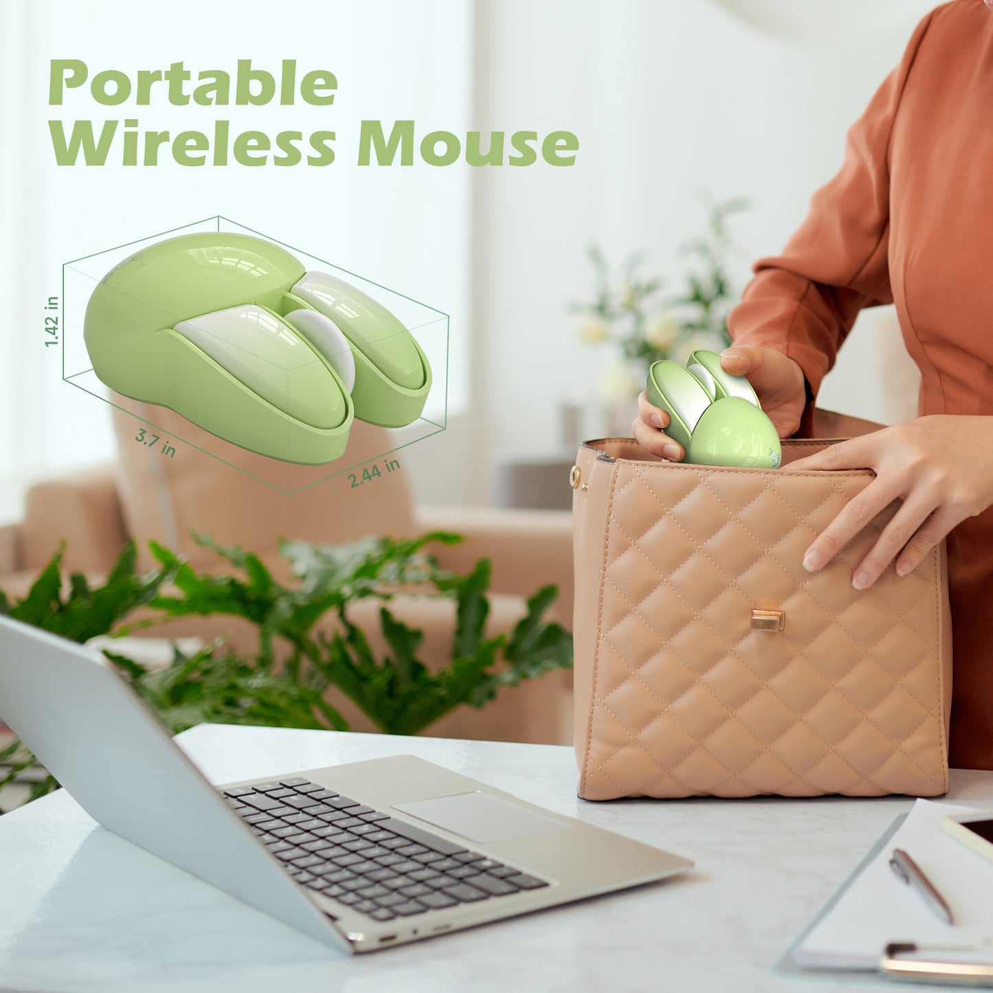 Wireless Mouse, Cute Bunny Shaped Computer Mouse 1200 DPI Less Noise Portable USB Mouse, Plug and Play Cordless Mouse for PC Laptop Computer Notebook Kids Gift