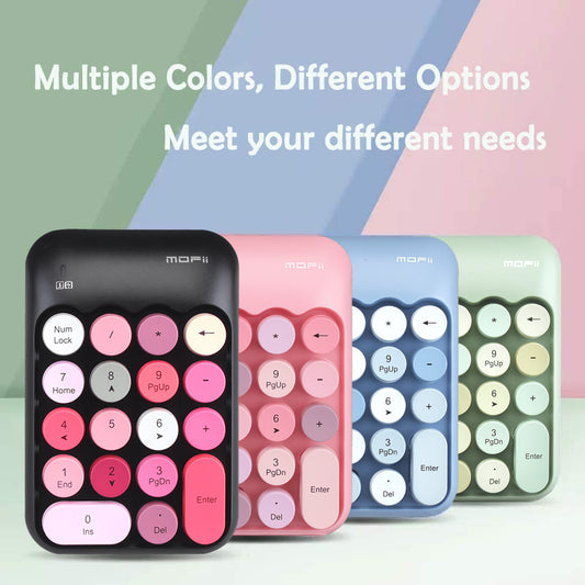 MOFII X910 Portable Mini Number Pad Colorful Typewriter 18 Keys 2.4G USB Wireless Numeric Keypad Computer Digital Keyboard PC