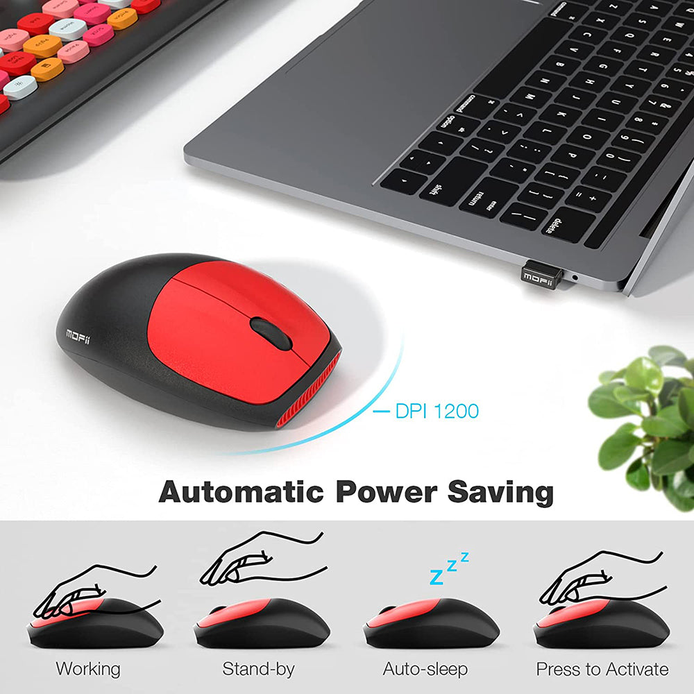 MOFII Wireless Keyboard and Mouse Combo Silent, Slim Compact 2.4G USB Full Size Wireless Mouse and Keyboard Combo, Cute 110 Keys Keyboard for PC, Notebook, MacBook, Tablet, Laptop, Windows System