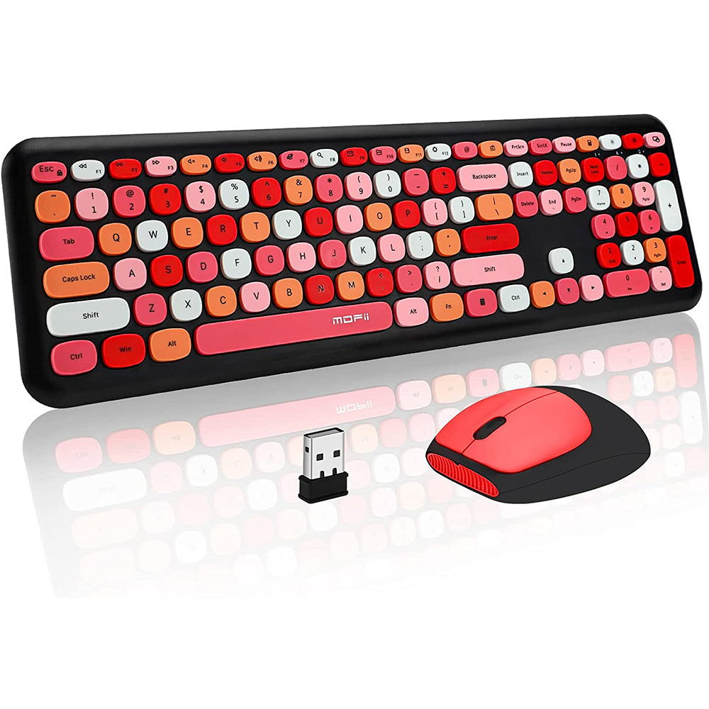 MOFII Wireless Keyboard and Mouse Combo Silent, Slim Compact 2.4G USB Full Size Wireless Mouse and Keyboard Combo, Cute 110 Keys Keyboard for PC, Notebook, MacBook, Tablet, Laptop, Windows System