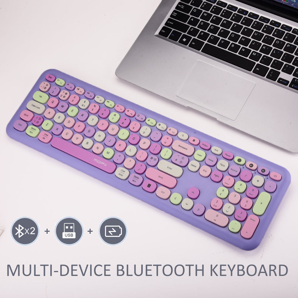 MOFII Dual Mode Keyboard (Bluetooth & 2.4GHz) Full Size Rechargeable Wireless Keyboard Multi-Device Bluetooth Support 3 Devices for Windows/iOS/Mac OS/Android