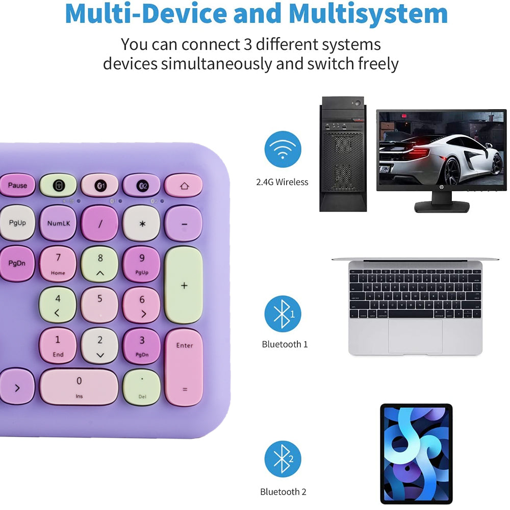 MOFII Dual Mode Keyboard (Bluetooth & 2.4GHz) Full Size Rechargeable Wireless Keyboard Multi-Device Bluetooth Support 3 Devices for Windows/iOS/Mac OS/Android